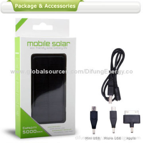 Portable Charger for iPhone, Patent Design, Best Seller Model, 5,000mAh Dual USB Solar One